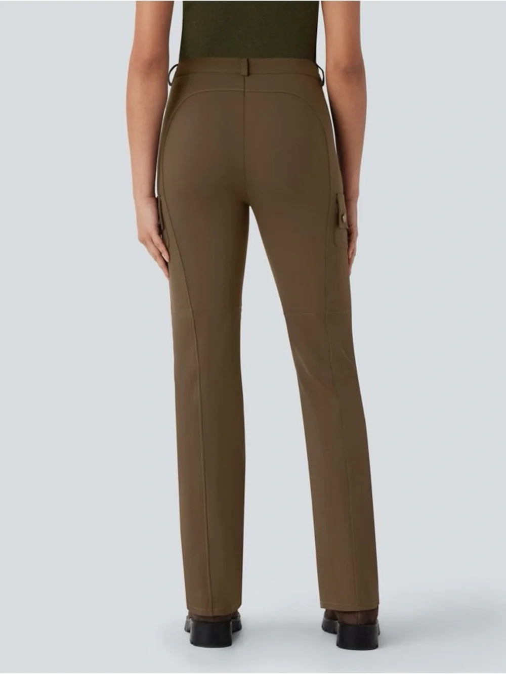 Halara DayStretch Mid Rise Pockets Hiking Cargo Bootcut Pants| Light Brown/Taupe - Picture 3 of 8